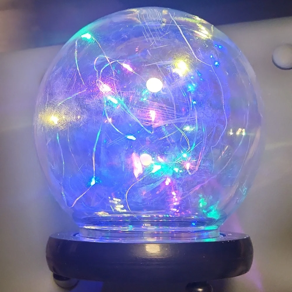 Iridescent plastic Light Up Crystal Ball Halloween-3 leg Base